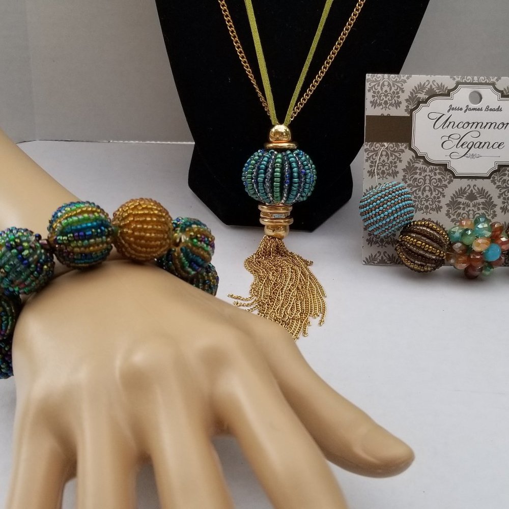 NWT JULES JEWELRY (SET of 3) Ball Bead Necklace + Bead Bracelet + Add-on Beads